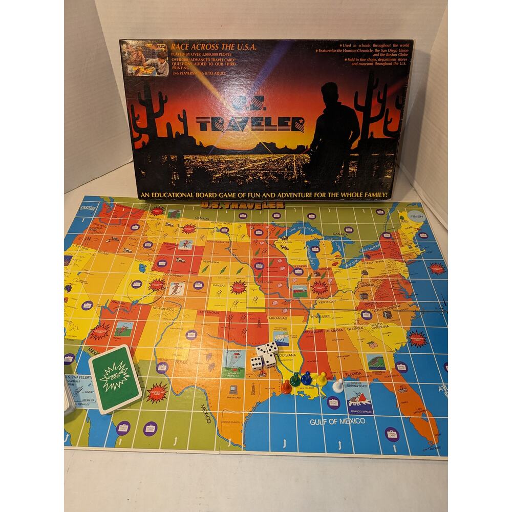 1980 US Traveler Vintage Board Game Learning Education Race Across the USA Rare